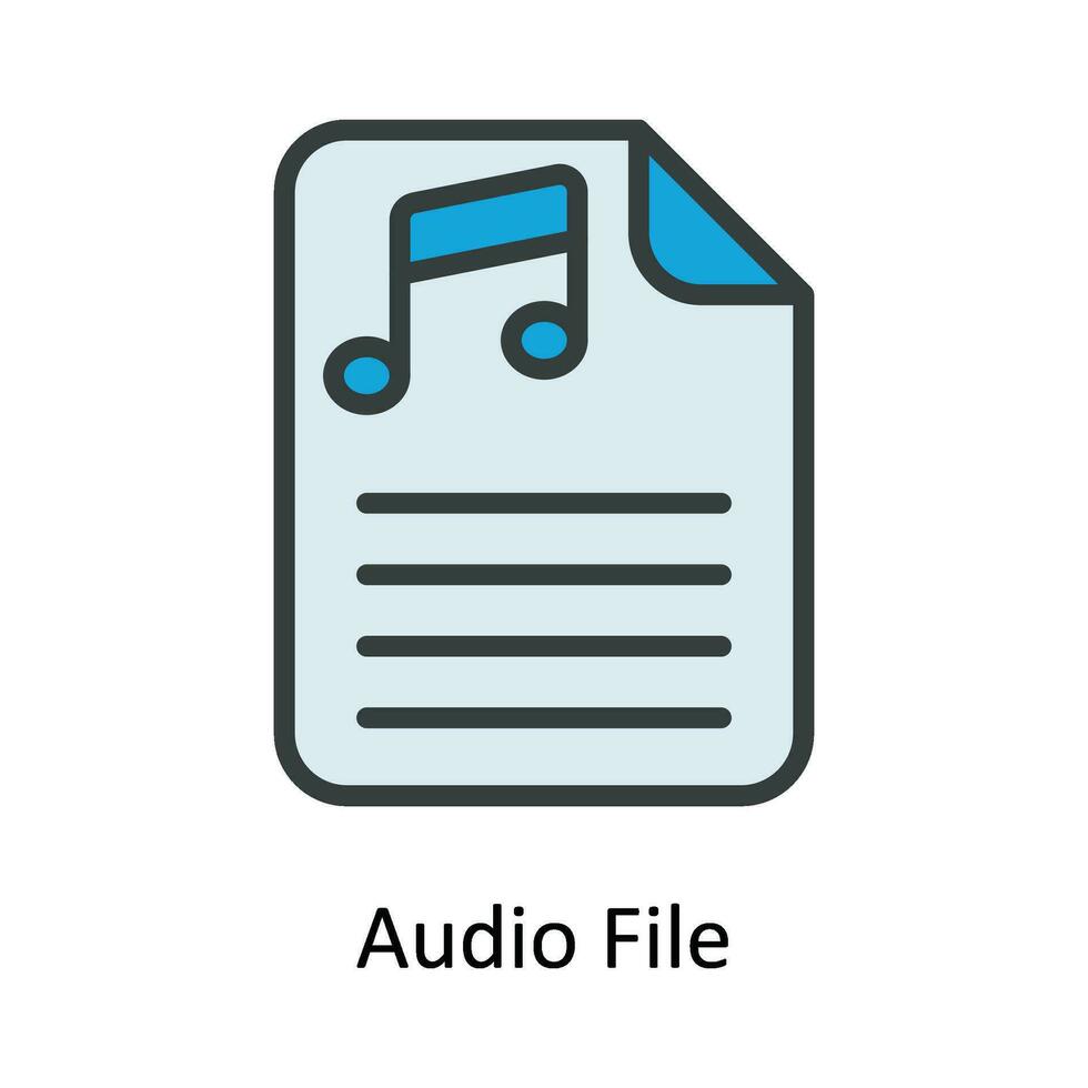 Audio file vettore riempire schema icona design illustrazione. multimedia simbolo su bianca sfondo eps 10 file