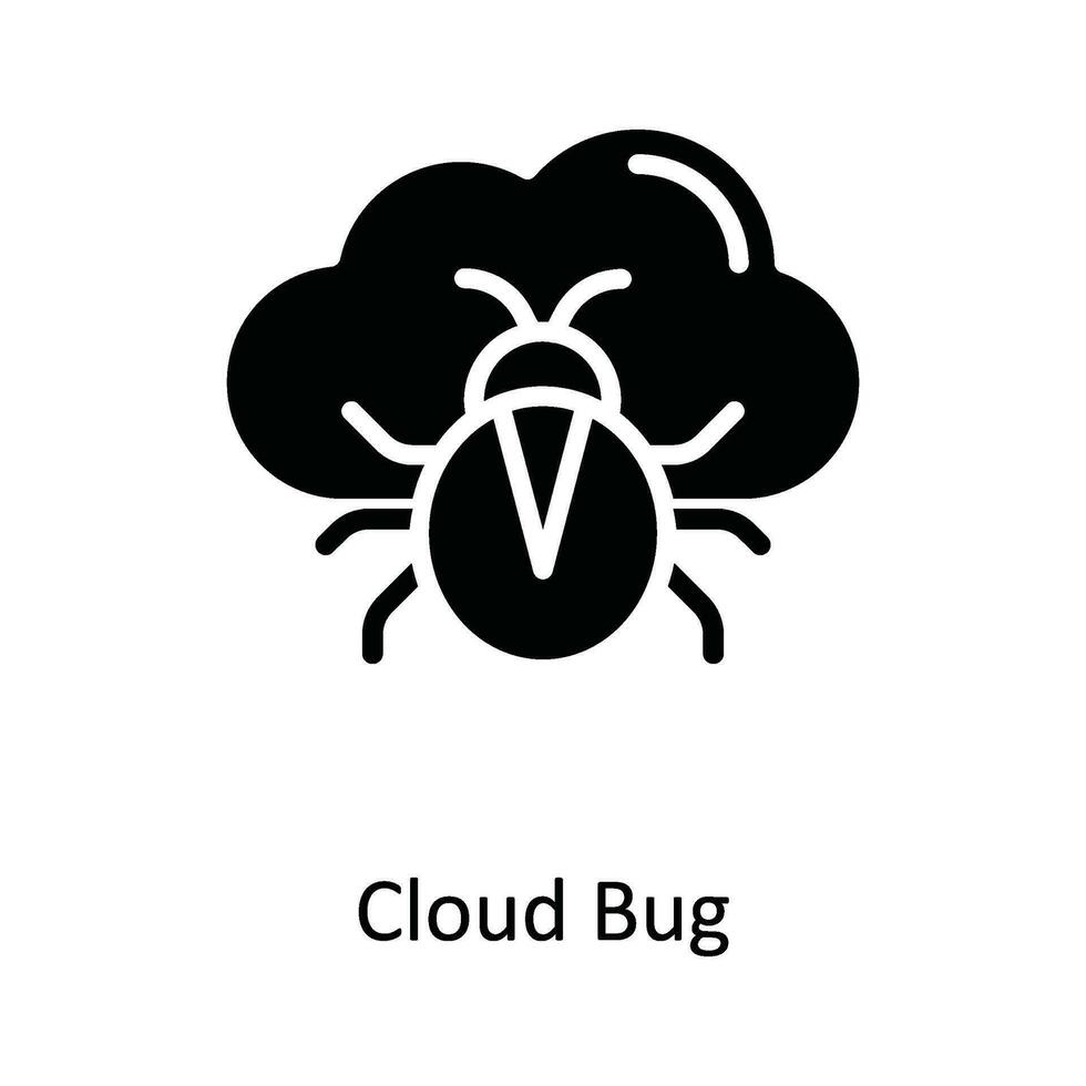 nube insetto vettore solido icona design illustrazione. informatica sicurezza simbolo su bianca sfondo eps 10 file