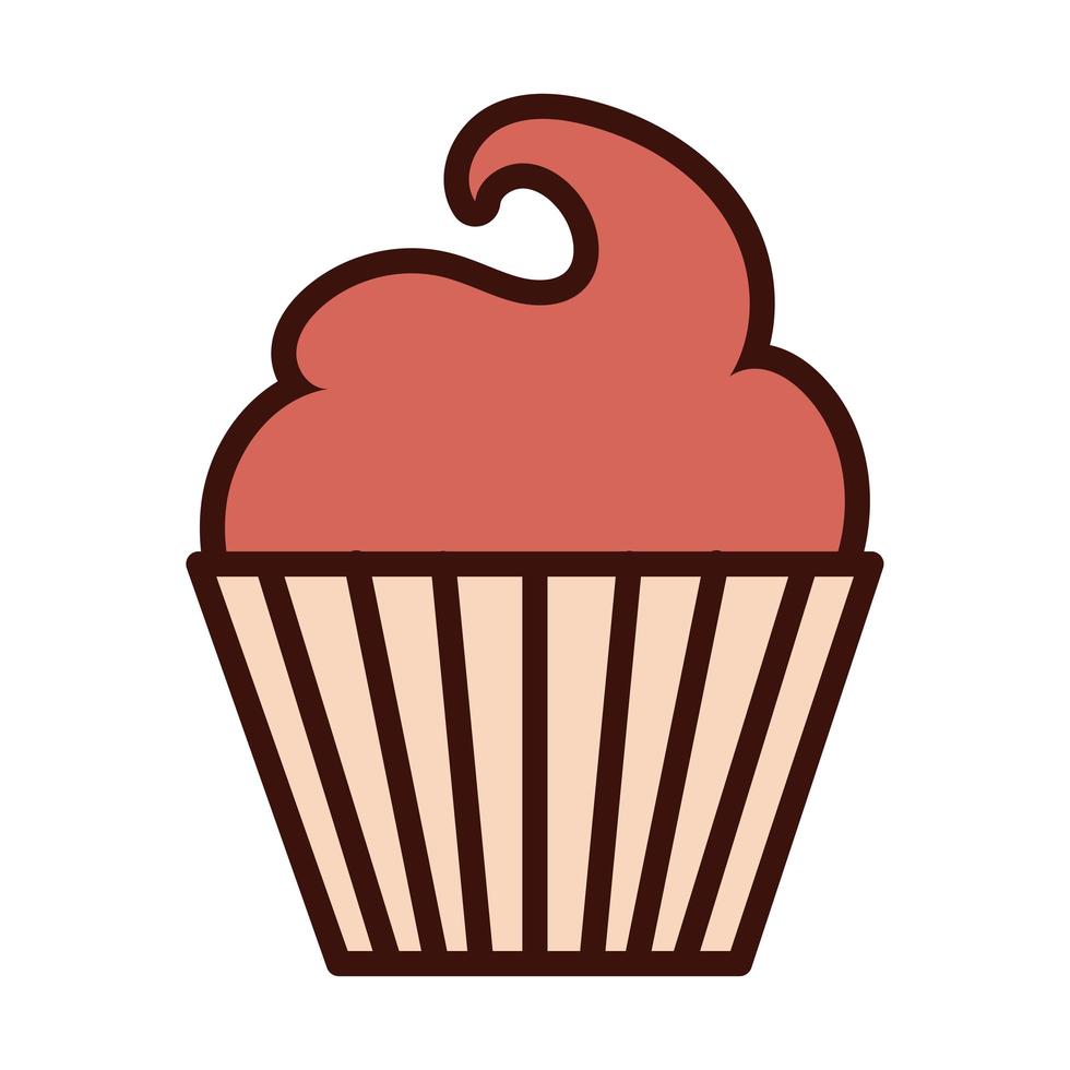 linea dolce cupcake e icona di riempimento vettore