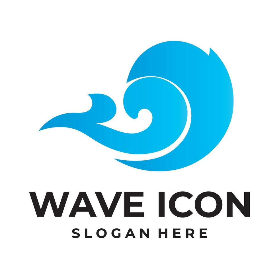 mare onde icona logo design vettore