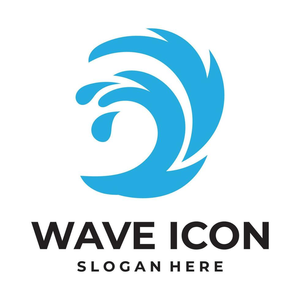 mare onde icona logo design vettore