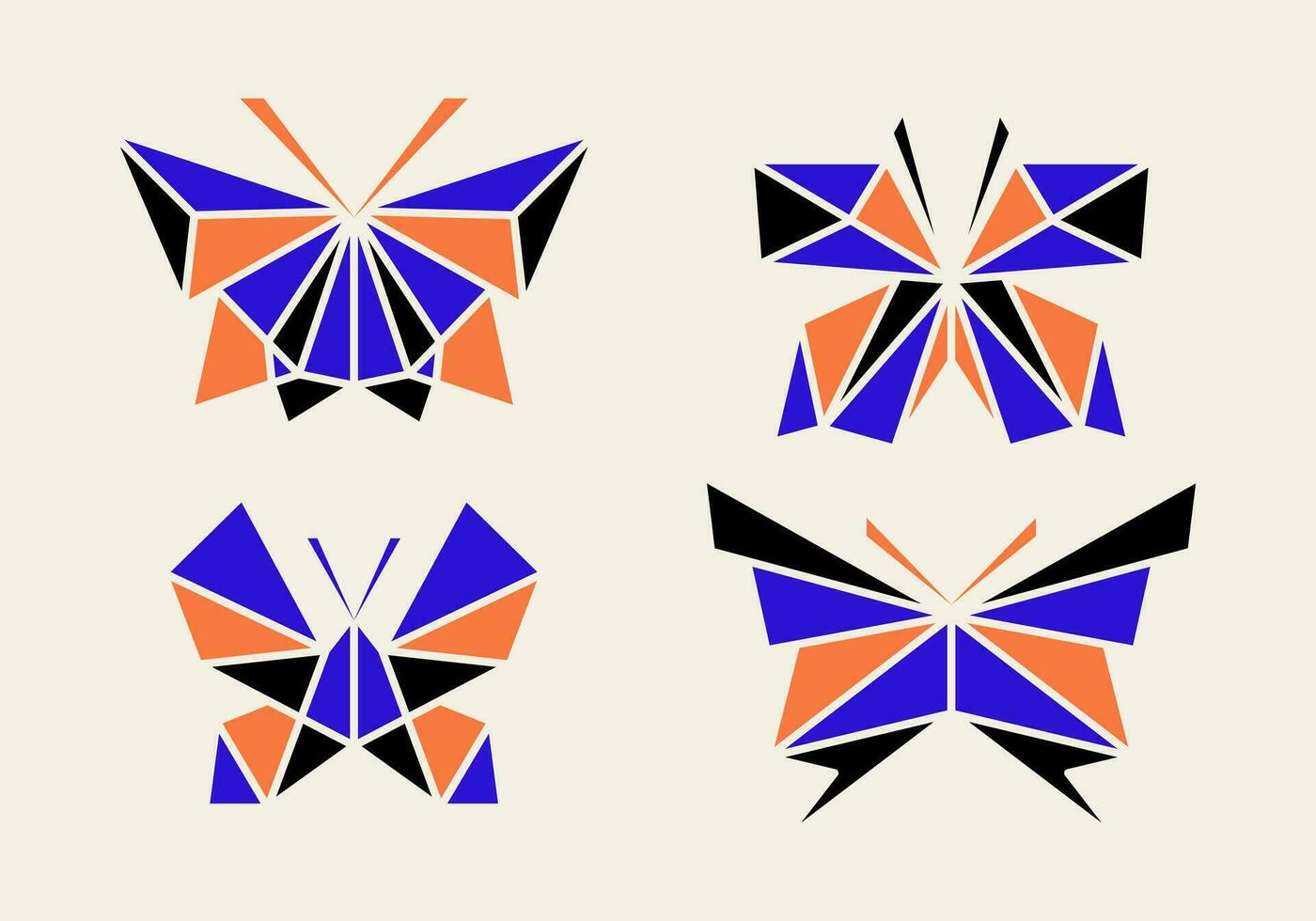 farfalla illustrazione vettore geometrico tangram origami colorato logo, etichetta, icona, simbolo, elemento clip arte stampabile