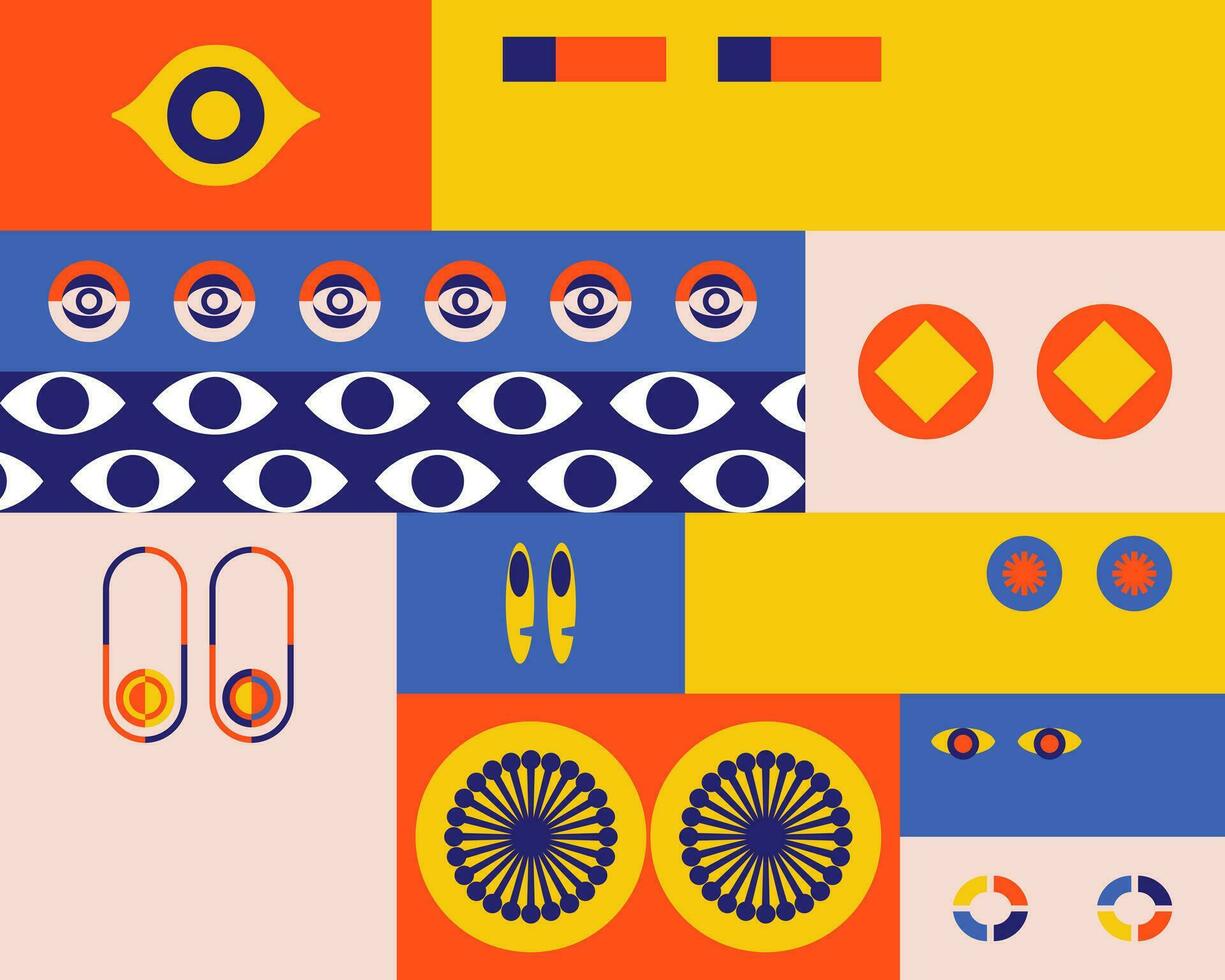occhi collezione illustrazione sfondo elemento modello colorato tessuto tessile stampabile carta bandiera manifesto modificabile vettore