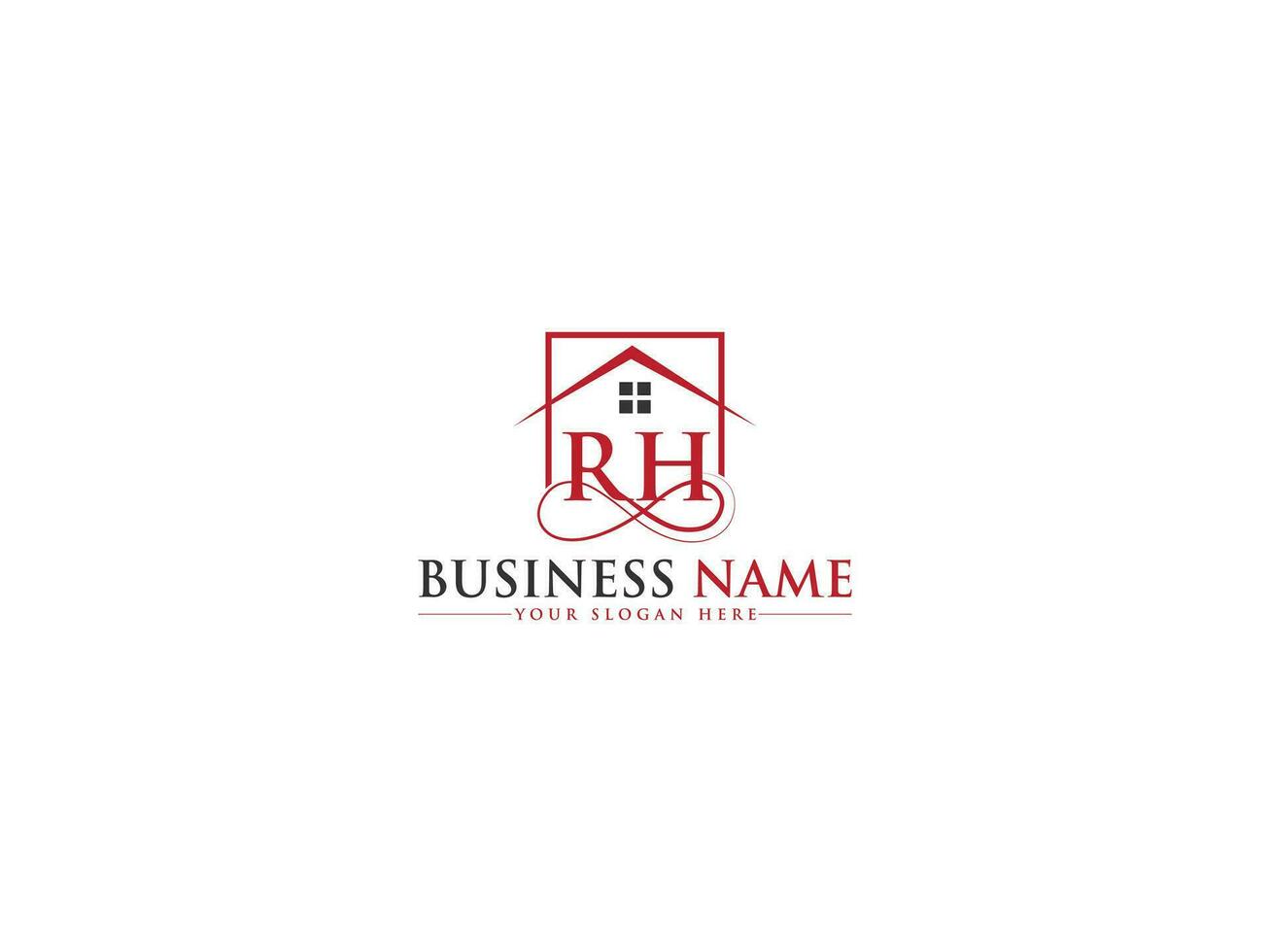 colorato casa rh logo simbolo, iniziale vero tenuta rh edificio logo lettera design vettore