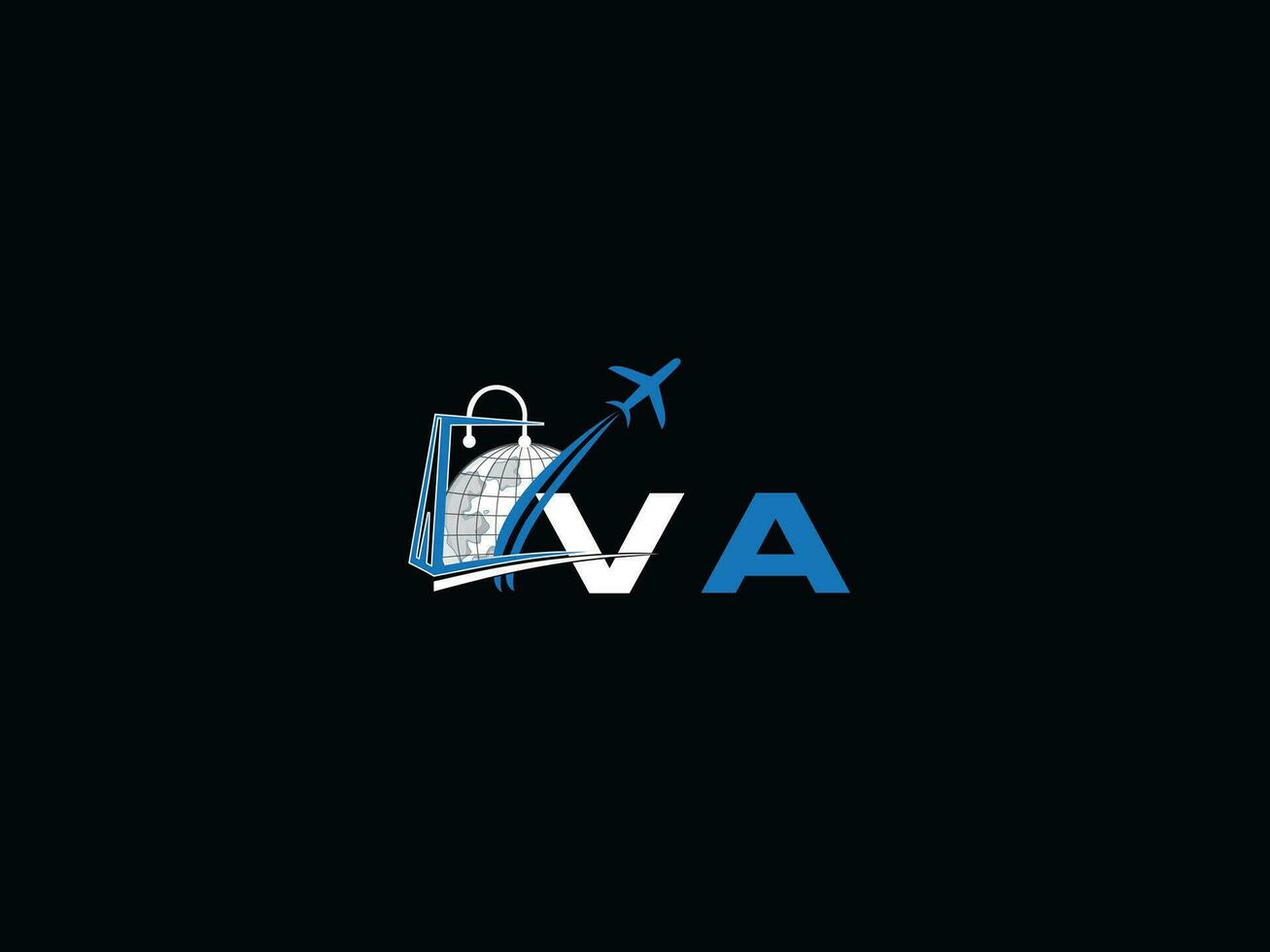semplice aria va viaggio logo icona, iniziale globale va logo per viaggio agenzia vettore