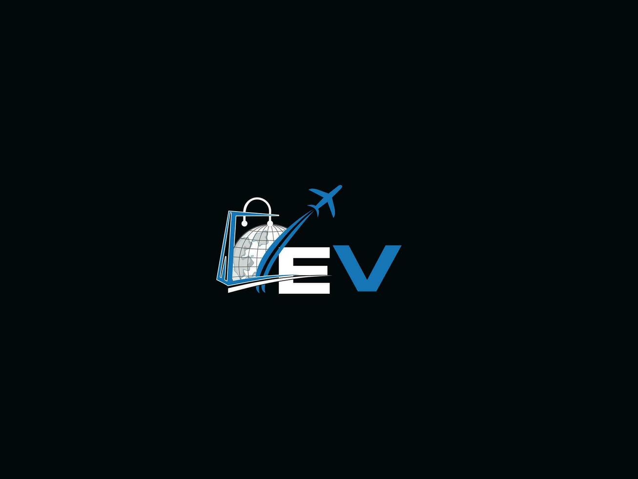 minimo creativo ev in viaggio logo, colorato unico premio ev logo lettera design vettore