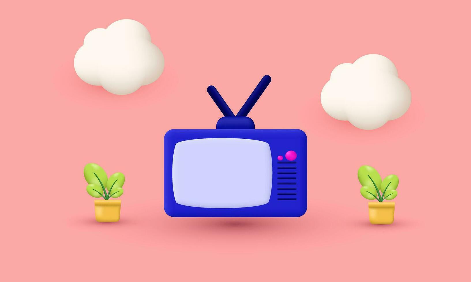 illustrazione 3d icona carino vecchio tv simboli isolato su sfondo vettore