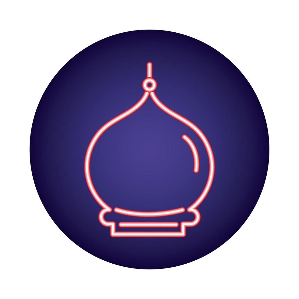icona di stile luce al neon ramadan kareem cupule vettore
