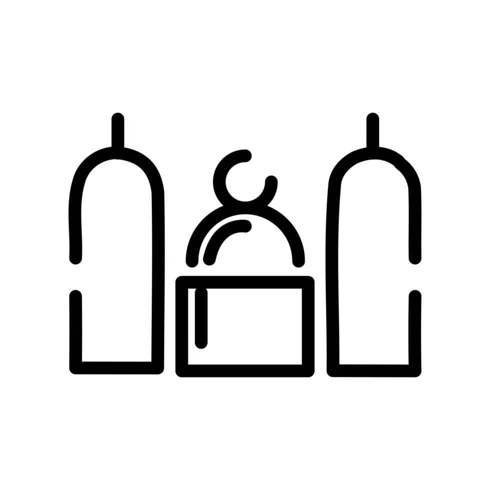 icona di stile della linea del tempio di Ramadam Kareem vettore