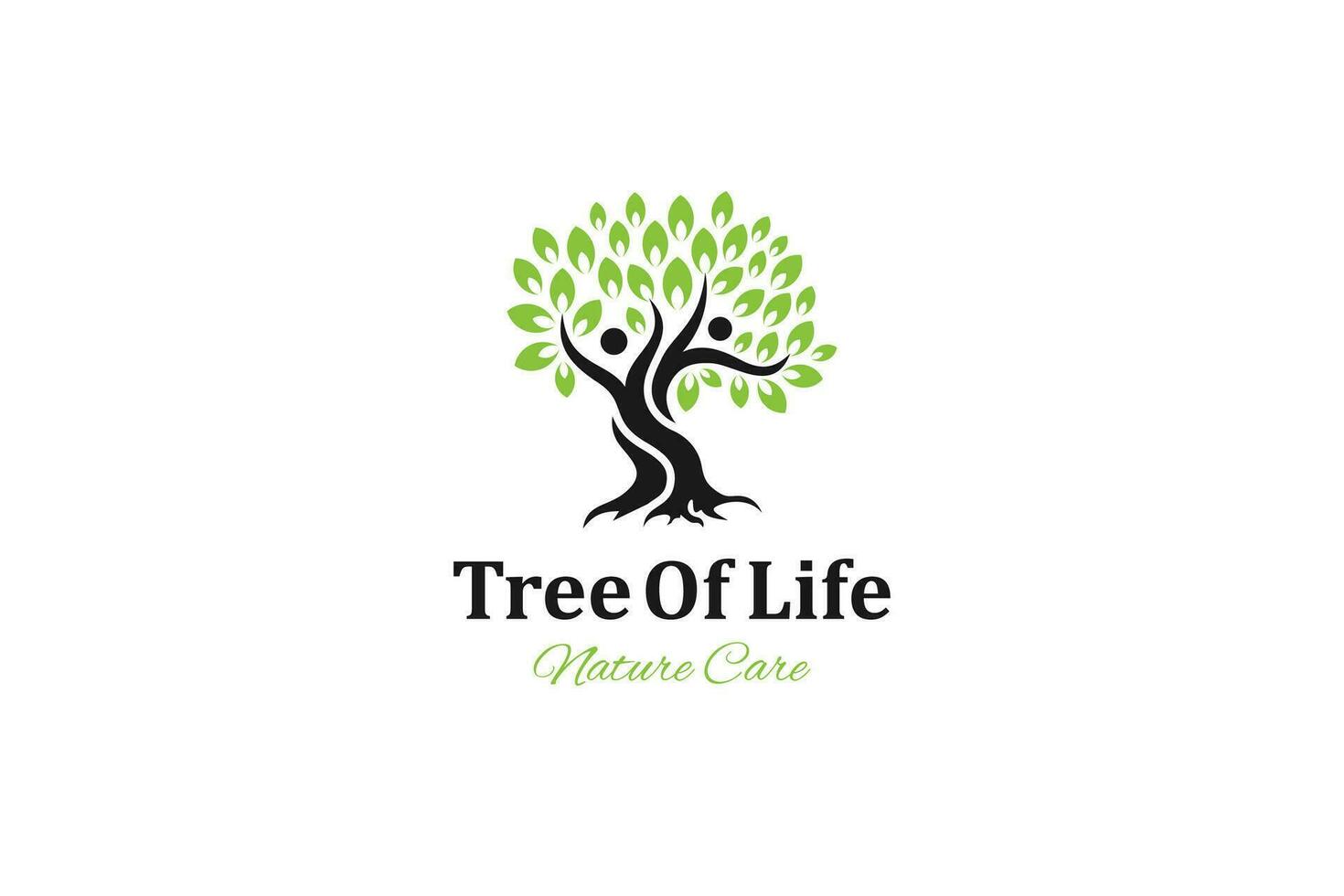 persone albero logo simbolo, umano albero di vita creativo concetto logo design vettore
