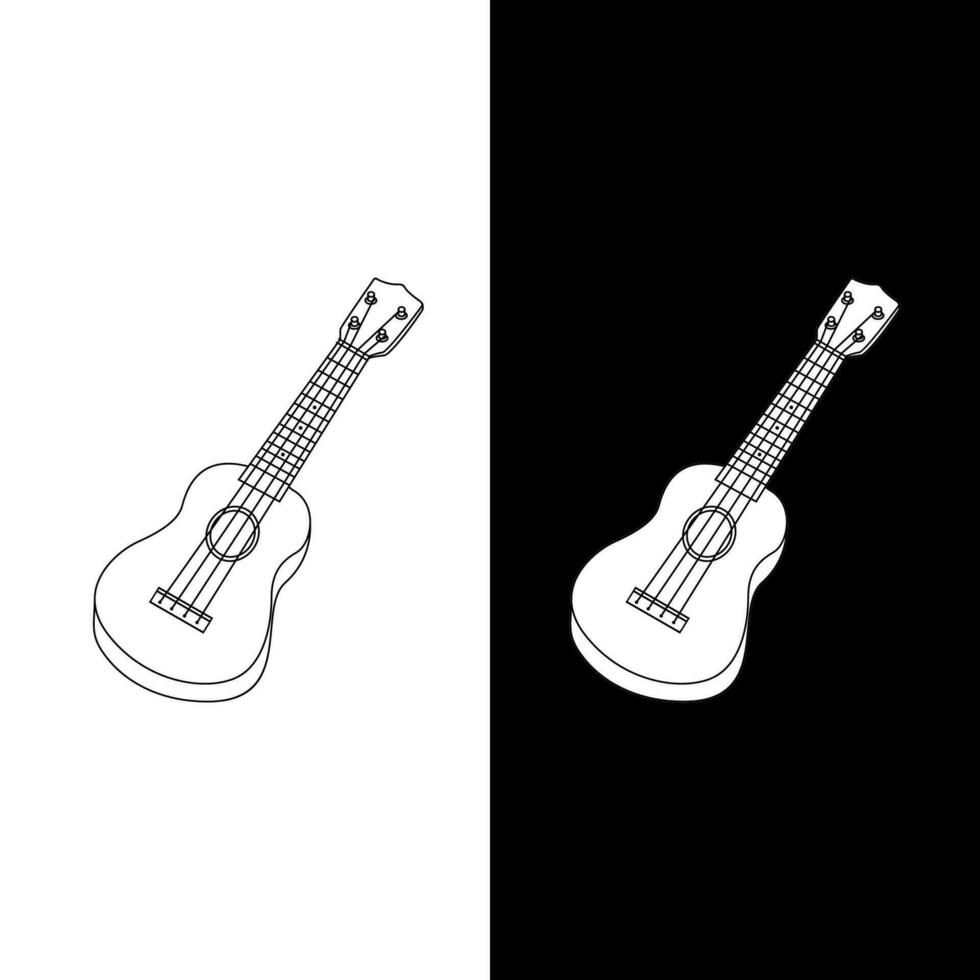 semplice ukulele linea arte vettore illustrazione. nero e bianca sfondo musicale strumento modello. vettore eps 10