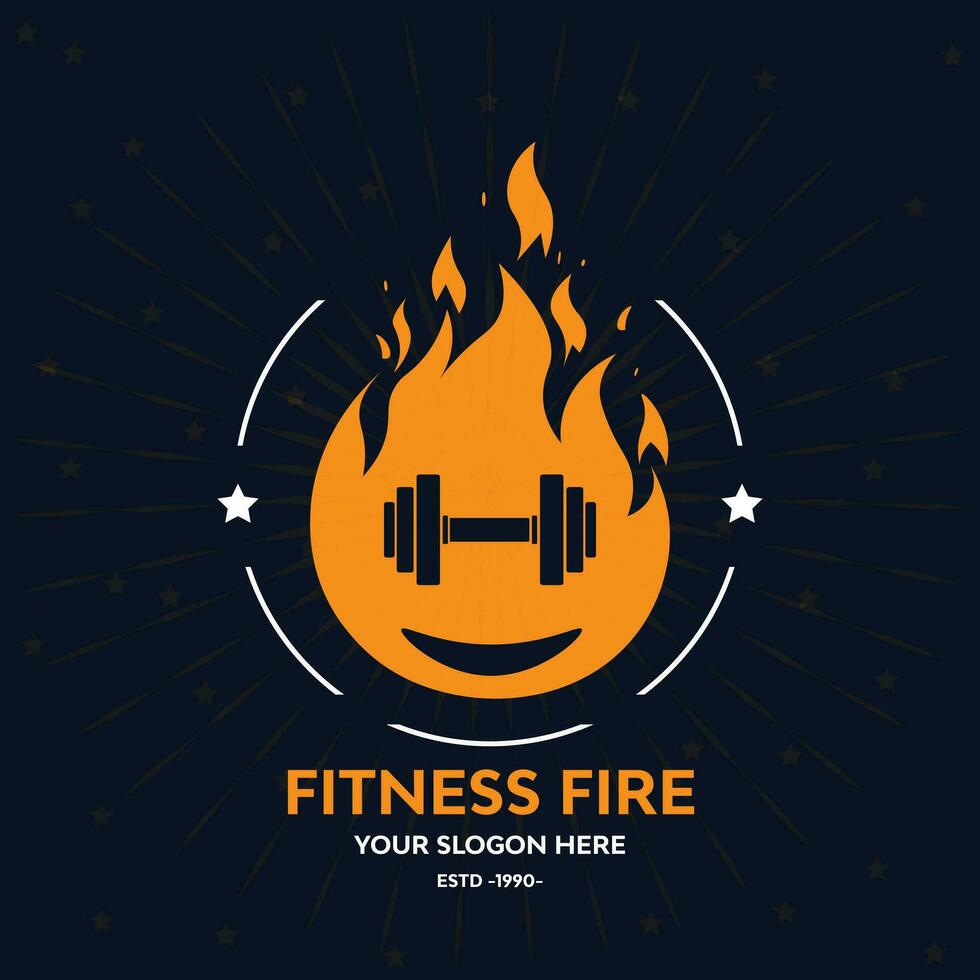 fitness fuoco logo design nel vettore