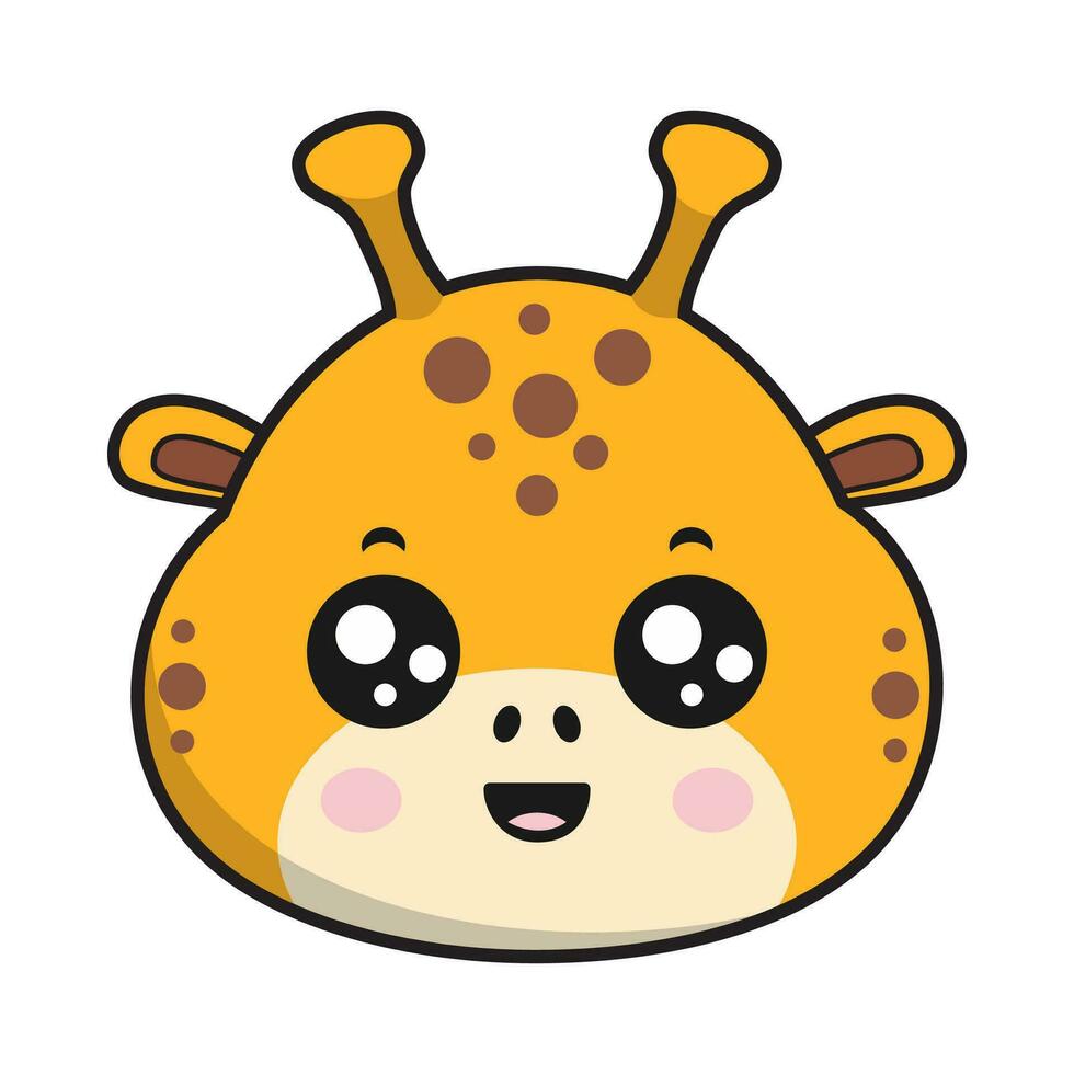 giraffa sorridente viso etichetta emoticon testa isolato vettore