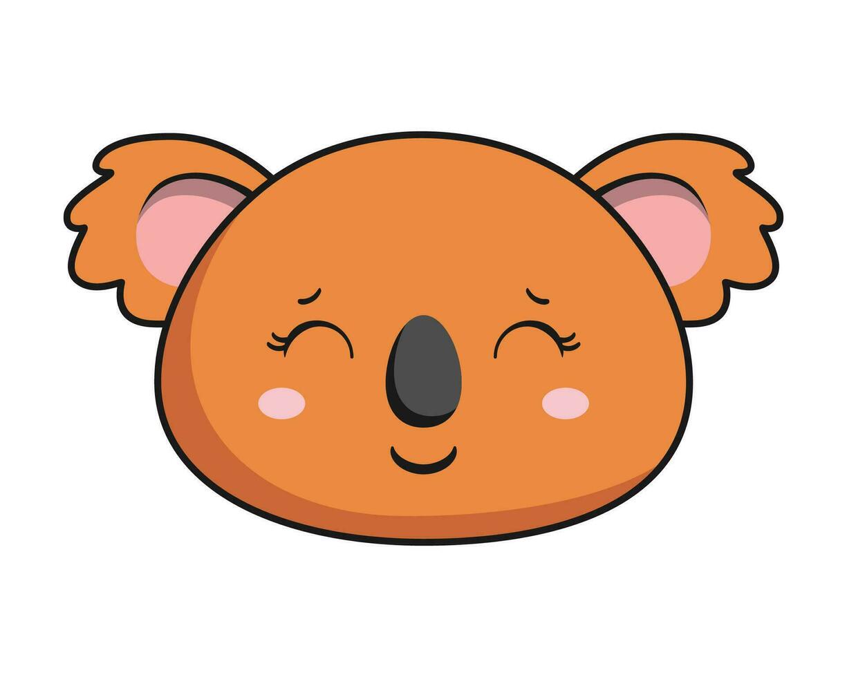 koala Sorridi viso Marrone koala stiker kawaii isolato vettore