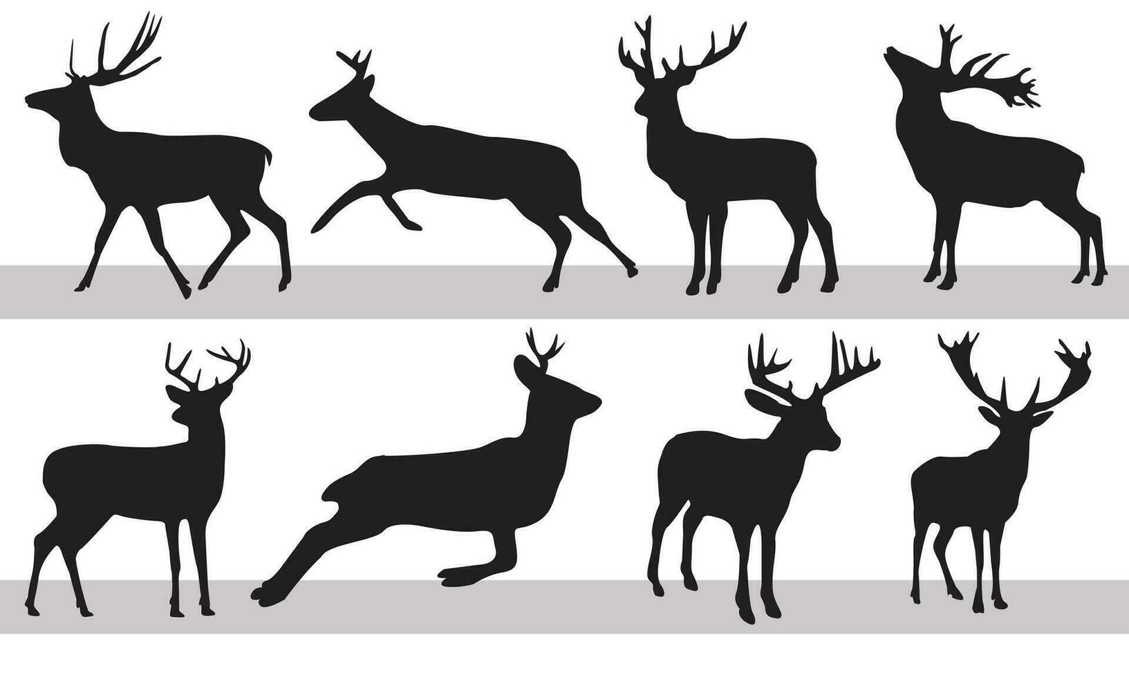 webdeer silhouette vettore impostare, cervo silhouette a caccia sagome pacchetto, cervo vettore impostato