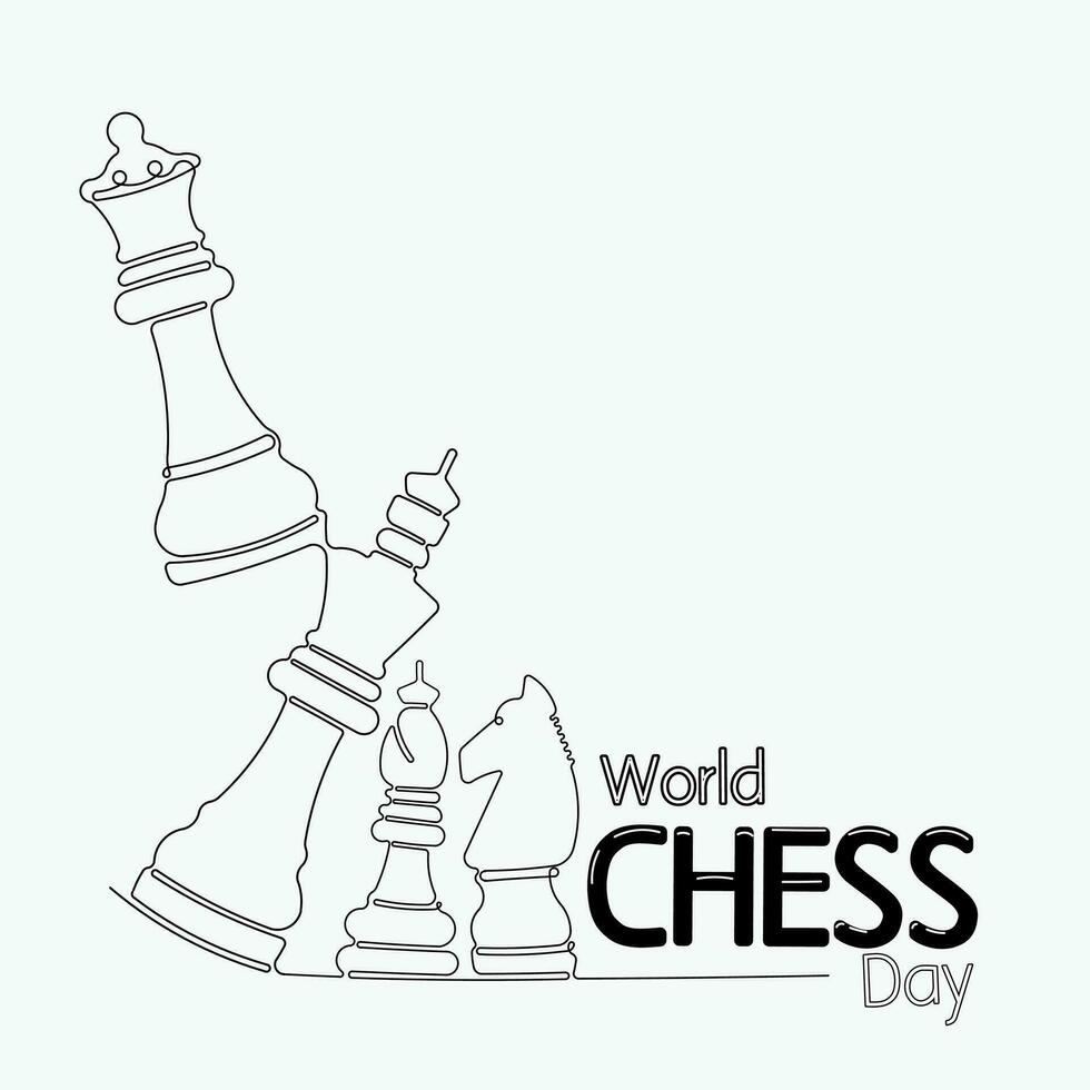 scacchi pedone vettore illustrazione singolo linea continuo disegno per mondo scacchi giorno su luglio, 20