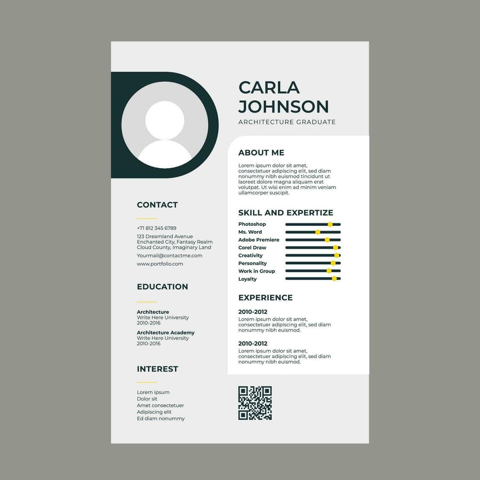 profesional curriculum vitae CV modello disposizione design vettore