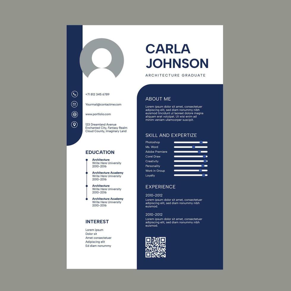 profesional curriculum vitae CV modello disposizione design vettore