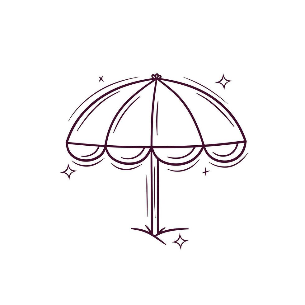 mano disegnato spiaggia ombrello. scarabocchio vettore schizzo illustrazione