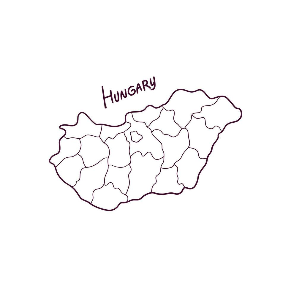 mano disegnato scarabocchio carta geografica di Ungheria. vettore illustrazione