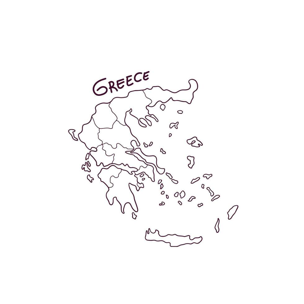 mano disegnato scarabocchio carta geografica di Grecia. vettore illustrazione