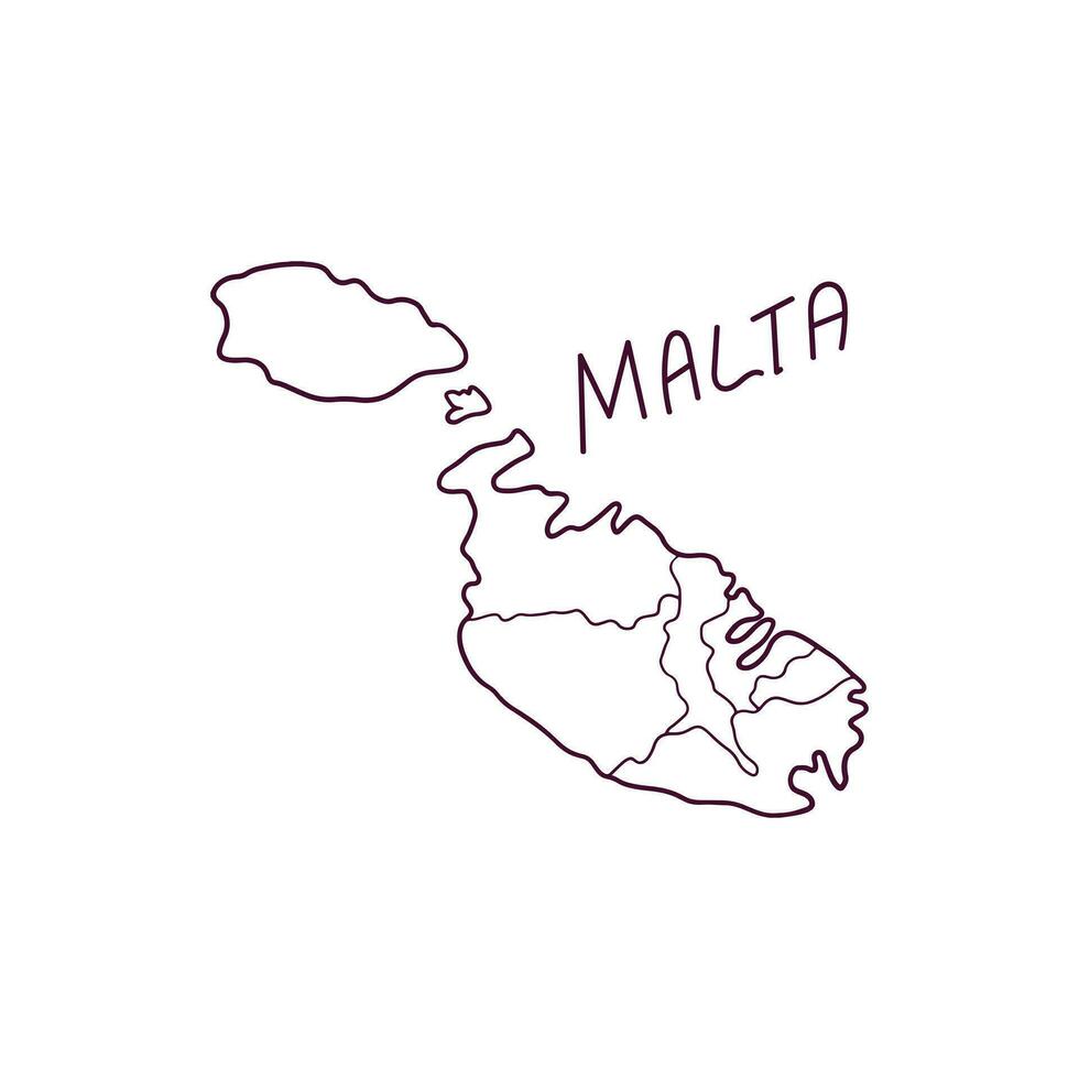 mano disegnato scarabocchio carta geografica di Malta. vettore illustrazione