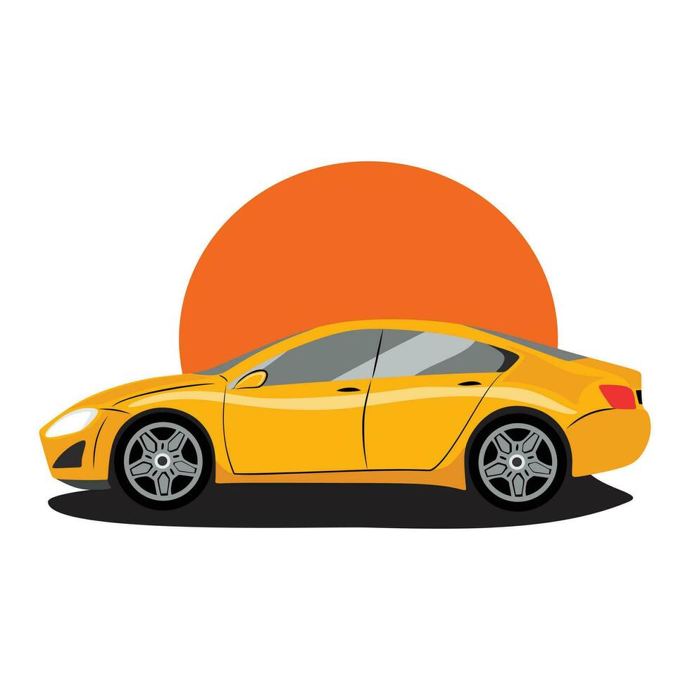 arancia gli sport auto e auto illustrazione design giallo colore e vettore auto bandiera design e modello e auto logo design