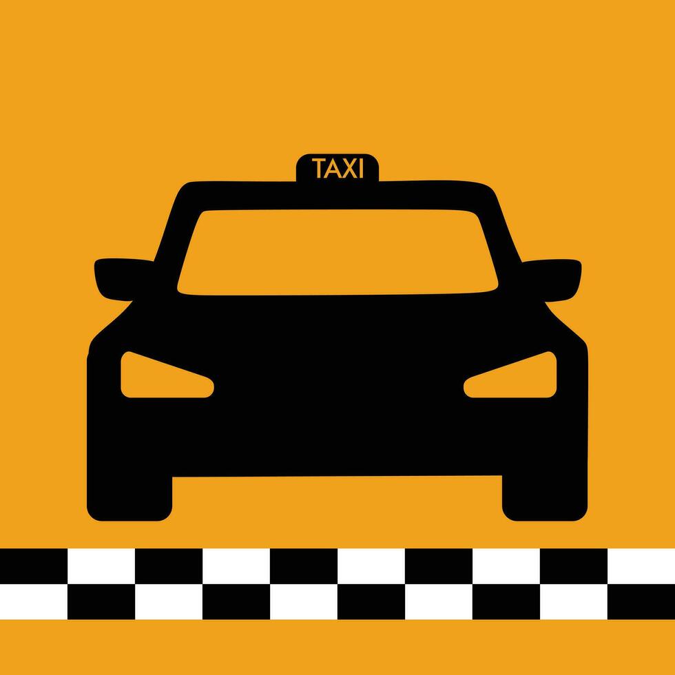 Taxi cartello vettore illustrazione e Taxi auto vettore bandiera design e auto vettore auto nero e giallo colore cartone animato auto bandiera design