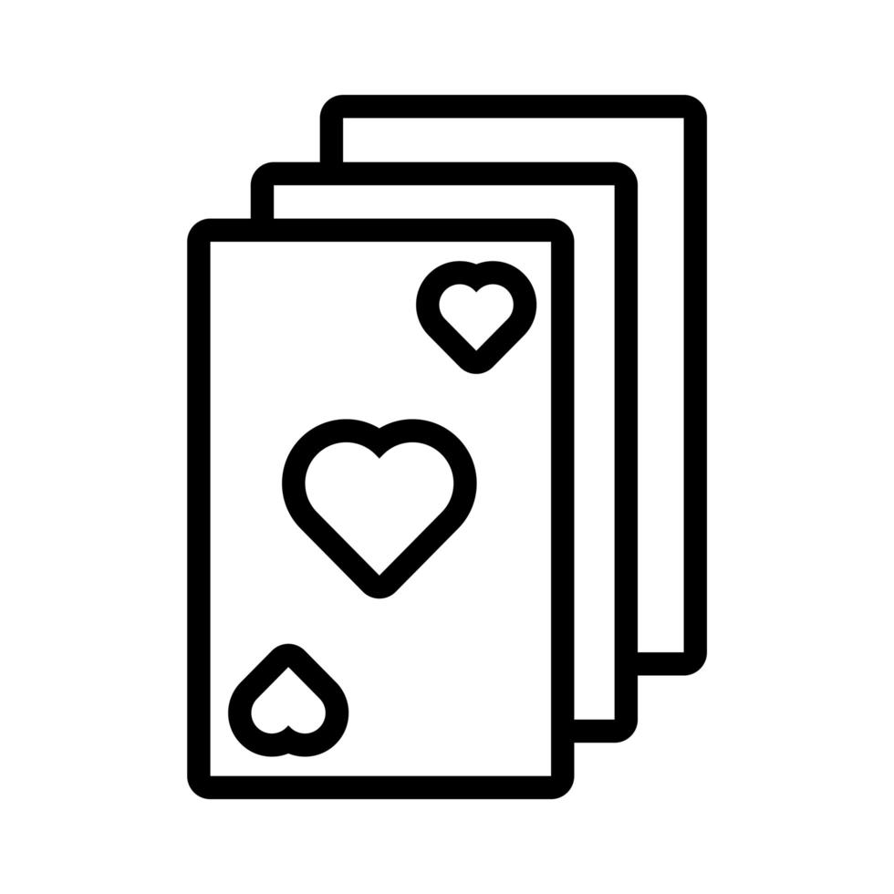 carte da poker con stile linea asso cuore vettore