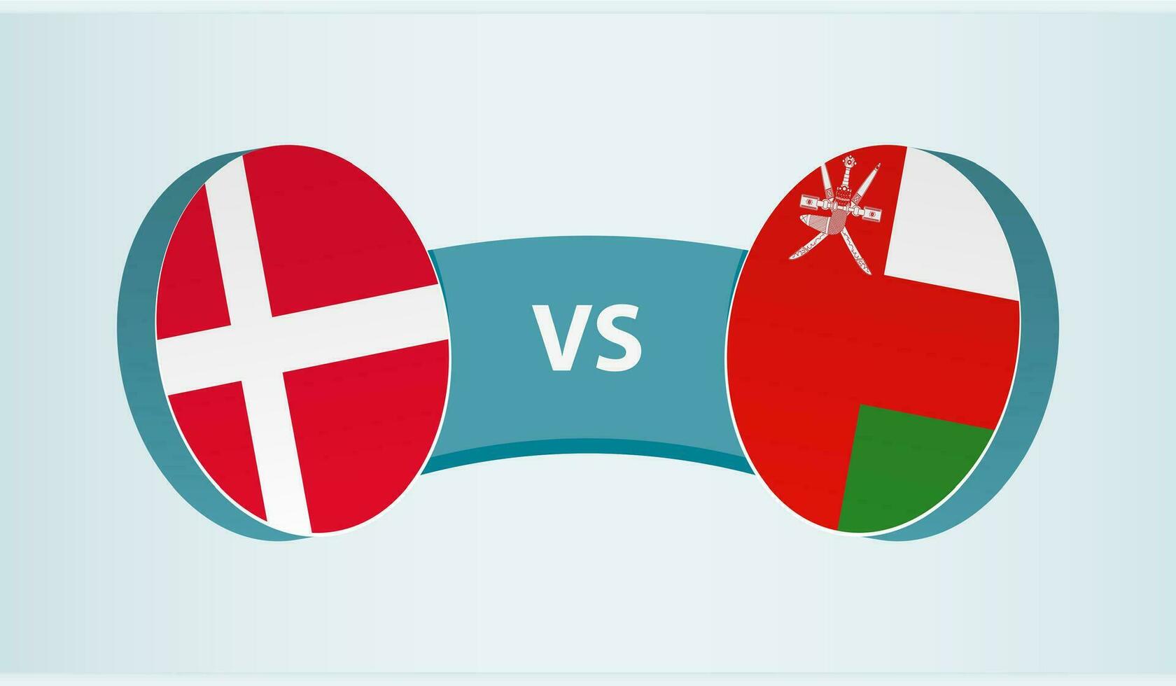 Danimarca contro Oman, squadra gli sport concorrenza concetto. vettore