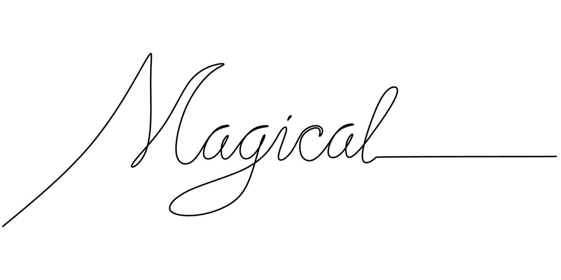 uno continuo linea disegno tipografia linea arte di magico parola vettore