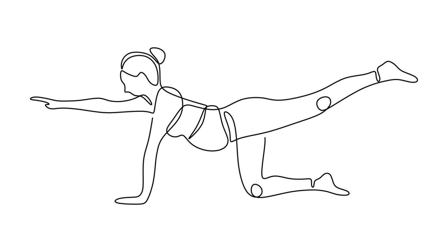 gravidanza yoga, continuo uno linea disegno. schizzo arte illustrazione vettore