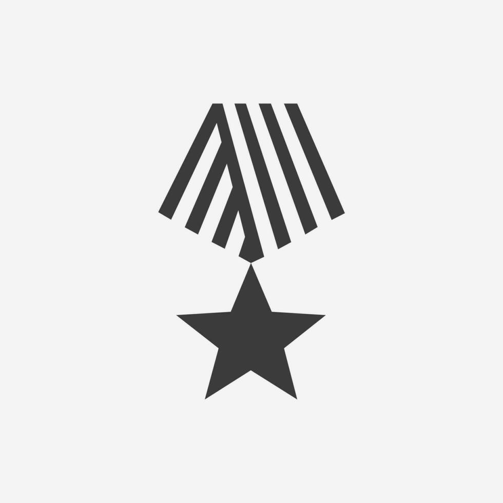 militare ricompensa medaglia icona vettore isolato su grigio sfondo. esercito simbolo cartello