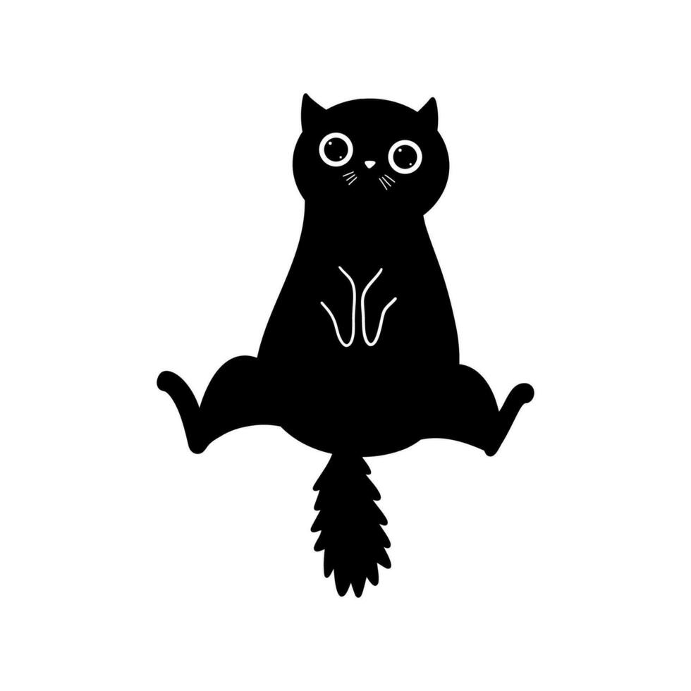 allungamento nero gatto illustrazione vettore