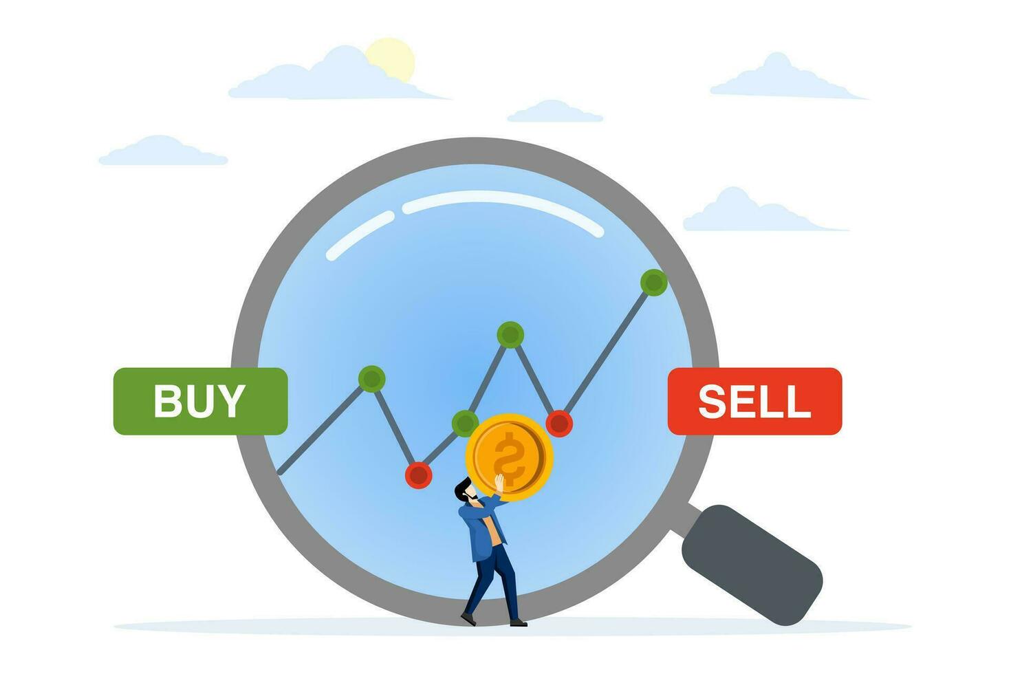 risorsa rischio gestione. personalizzare investimento portafoglio. acquistare e vendere azione mercato. fondi, obbligazioni, criptovalute. investitore analisti rendere acquisti o i saldi di risorse. piatto vettore illustrazione.