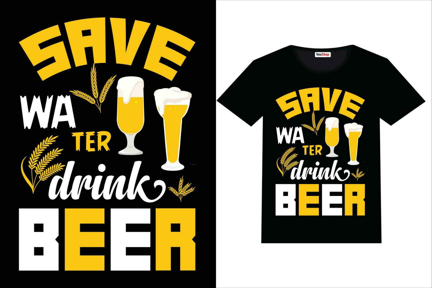 birra maglietta design Salva acqua bevanda birra vettore