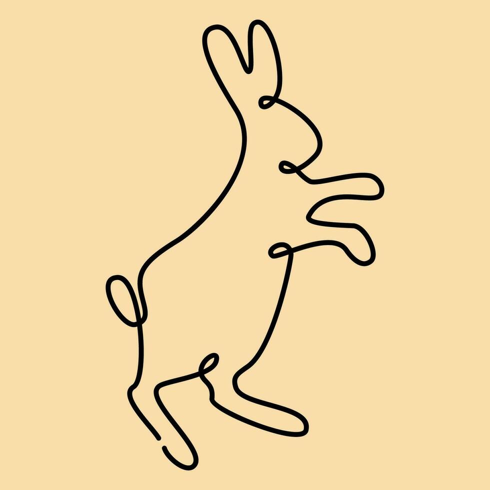 coniglio uno linea arte, coniglietto continuo contorno. animale, simbolo di 2023 di Cinese oroscopo. semplice minimalista design. vettore illustrazione nuovo anno.