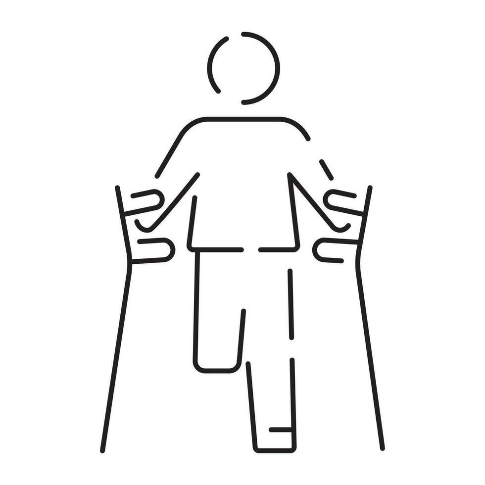 Disabilitato persone linea icone. vettore illustrazione sedia a rotelle, più vecchio, portatori di handicap, sordo e sociale problema schema icona.