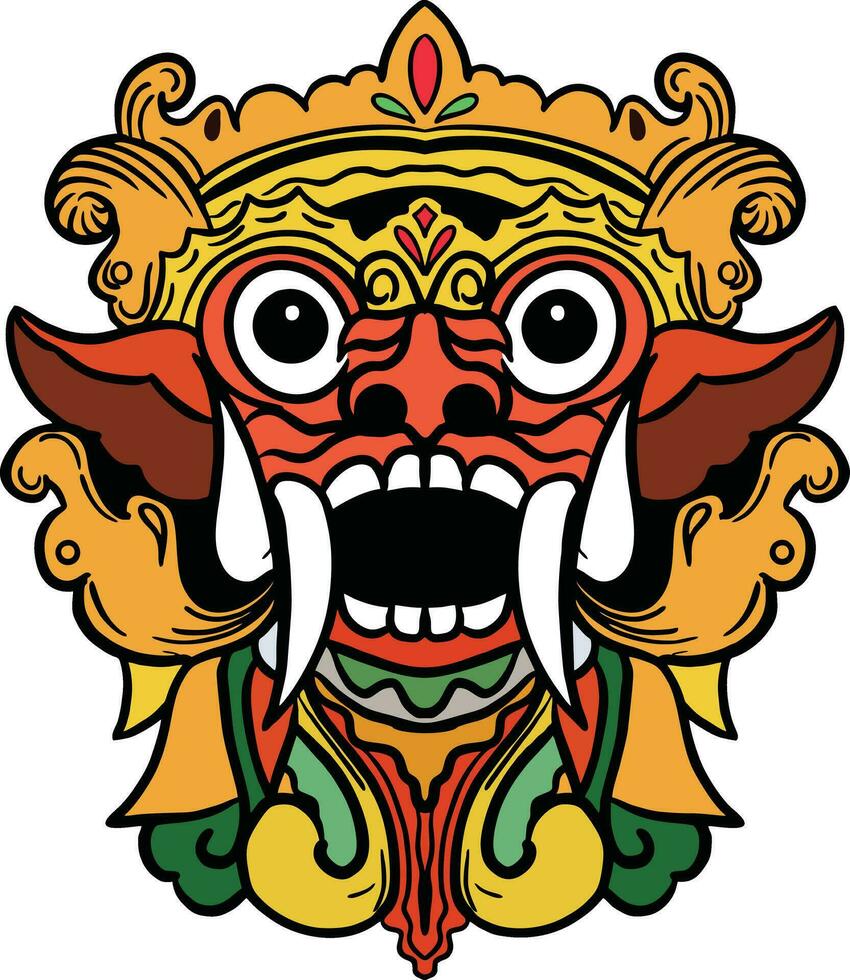 barong bali maschera tradional cultura vettore