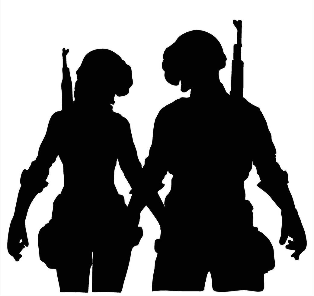 battaglia regale silhouette coppia giocatori illustrazione vettore