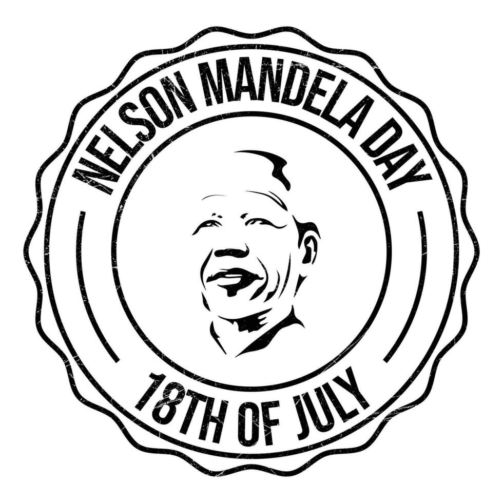 Nelson mandela giorno distintivo, emblema, etichetta, t camicia unito nazioni osservanza su 18 ° di luglio vettore illustrazione