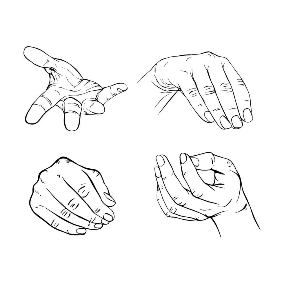impostato mano collezione disegnato gesto schizzo vettore illustrazione linea arte