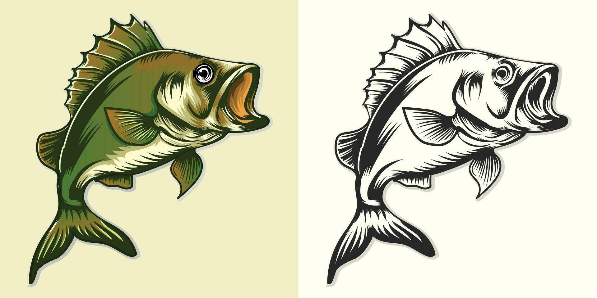 grande basso pesce vettore design impostato illustrazione.