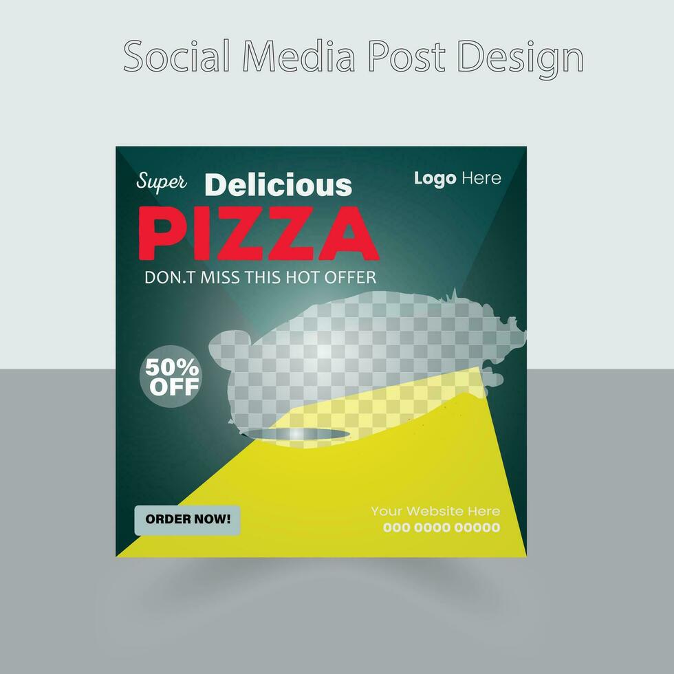 veloce cibo ristorante attività commerciale marketing sociale media inviare o ragnatela bandiera modello design con astratto sfondo, logo e icona. fresco Pizza, hamburger, pasta vettore
