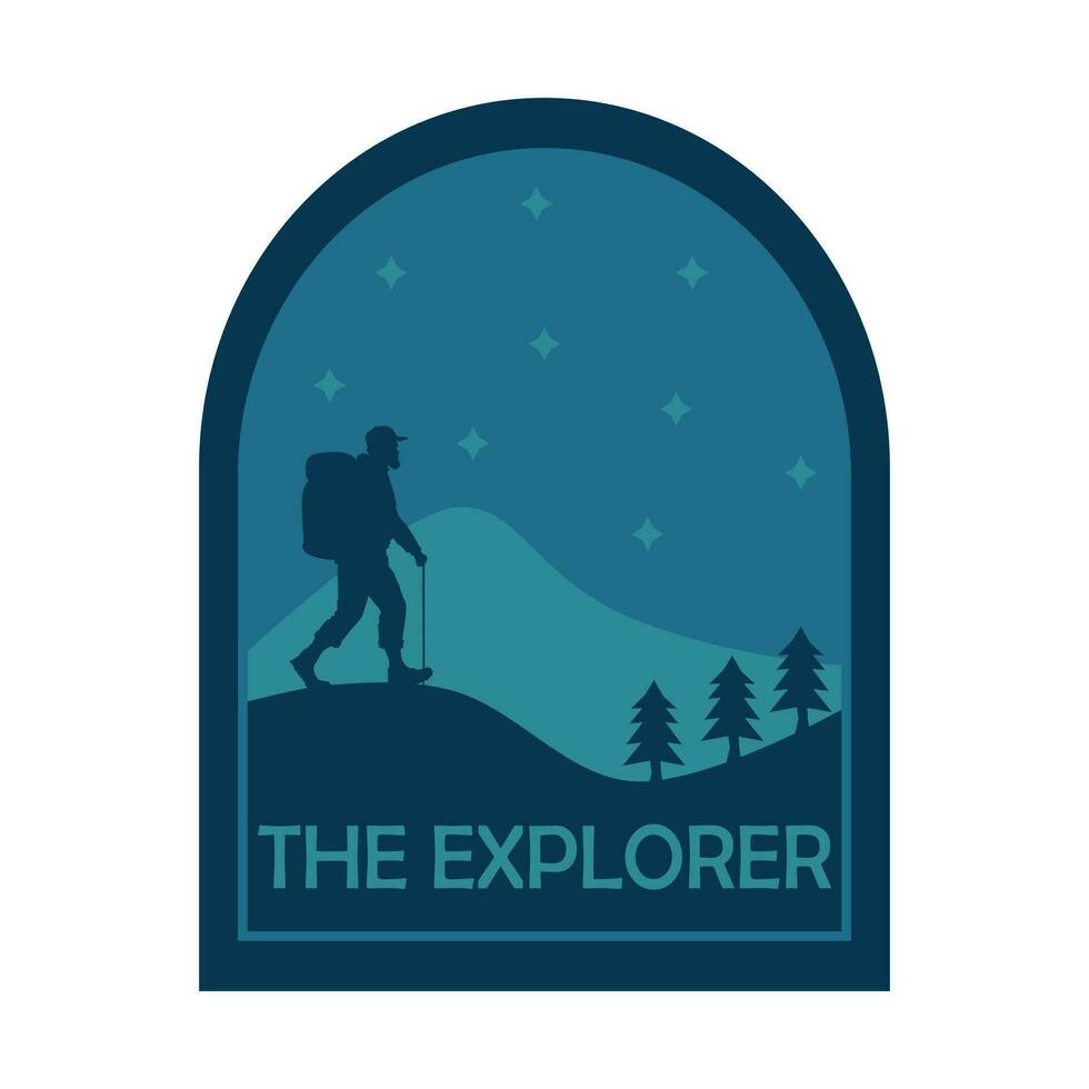 avventura logo con buio blu design. escursioni a piedi club spedizione logo design. vettore