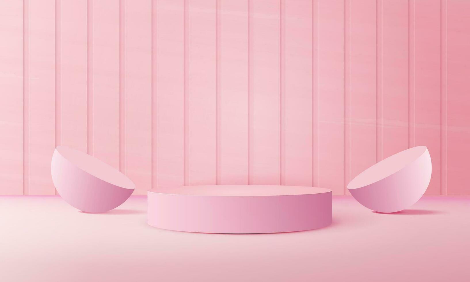 rosa podio scena sfondo con sfondo, per Prodotto presentazione, finto su, mostrare cosmetico. vettore