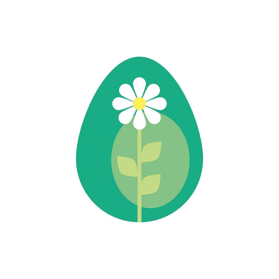 uovo di Pasqua dipinto con fiori e foglie in stile piatto vettore