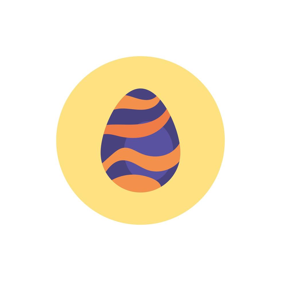 uovo di Pasqua dipinto con strisce di onde in stile blocco vettore