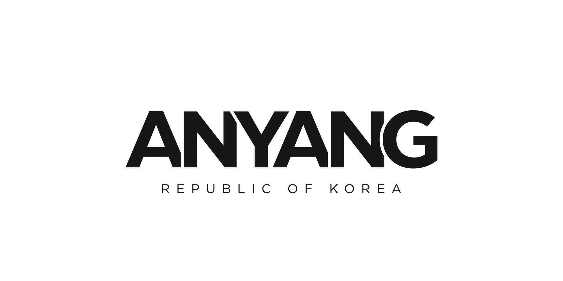anyang nel il Corea emblema. il design Caratteristiche un' geometrico stile, vettore illustrazione con grassetto tipografia nel un' moderno font. il grafico slogan scritta.