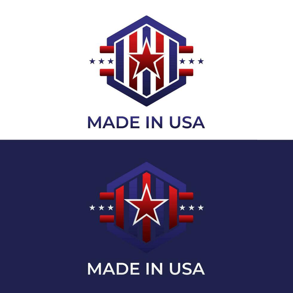 esagono scudo americano bandiera logo design vettore